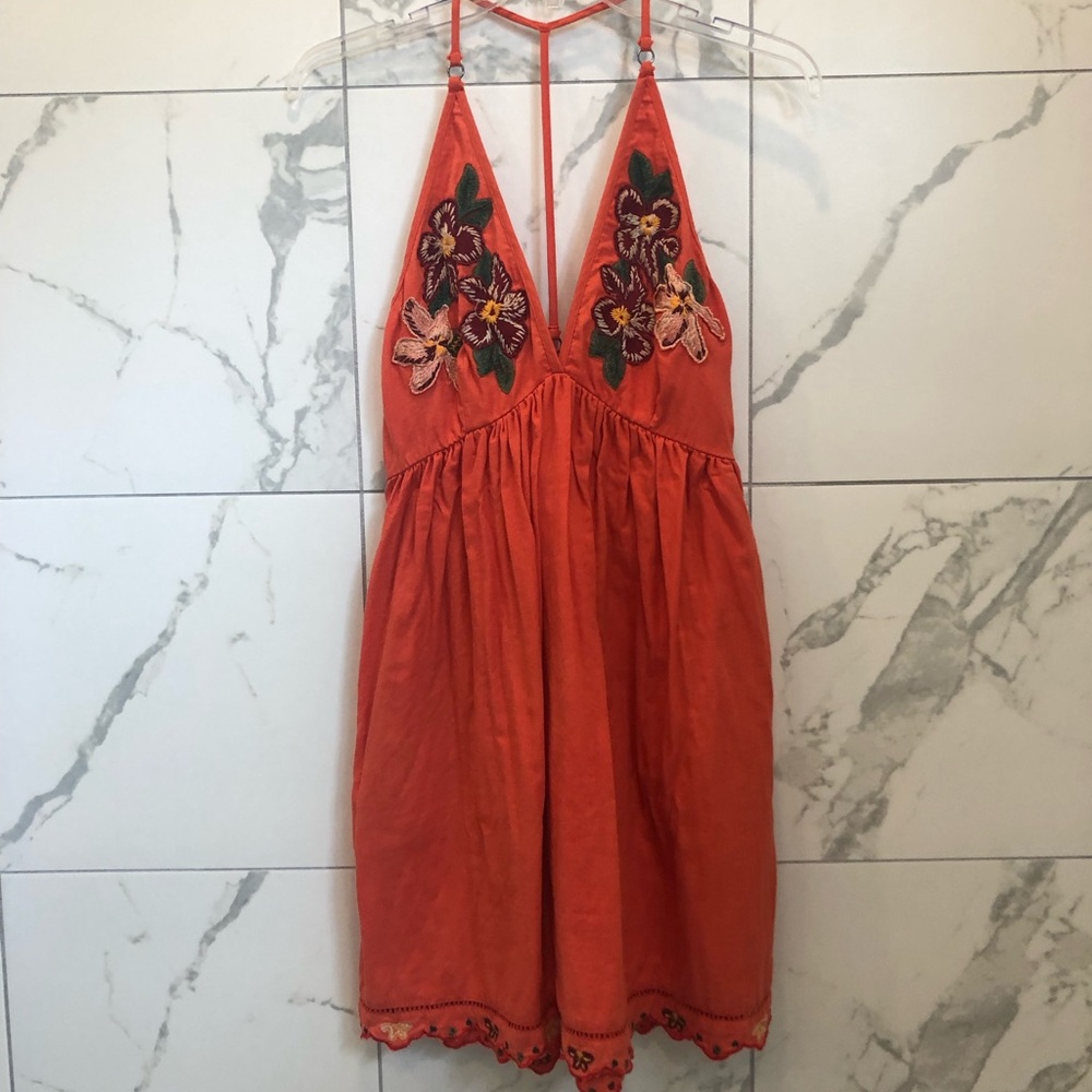 Free People embroidered babydoll dress XS